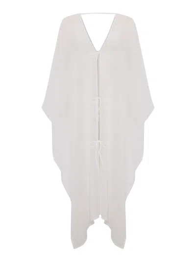 The Handloom Women's Bodrum Ties Kaftan - White