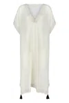 The Handloom Women's Neutrals Ela Kaftan - Natural In Blue