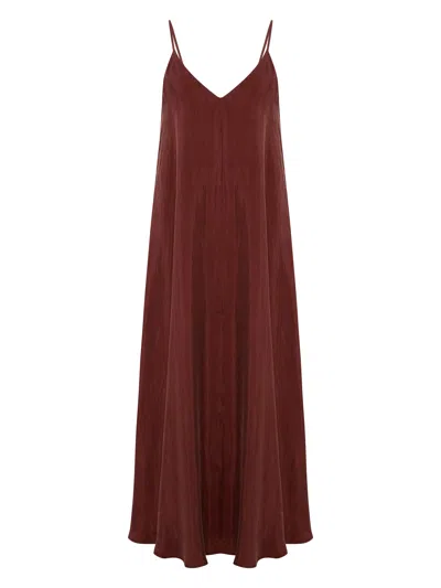 The Handloom Women's Red Lucid Flow Maxi Dress - Burgundy