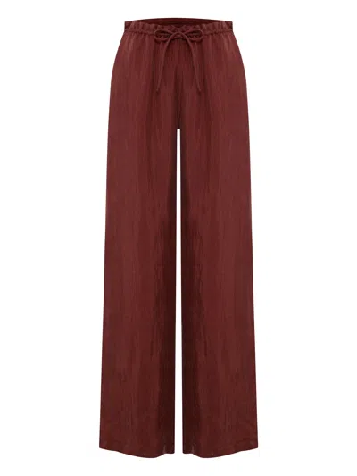 The Handloom Women's Red Lucid Flow Tie Pants - Burgundy