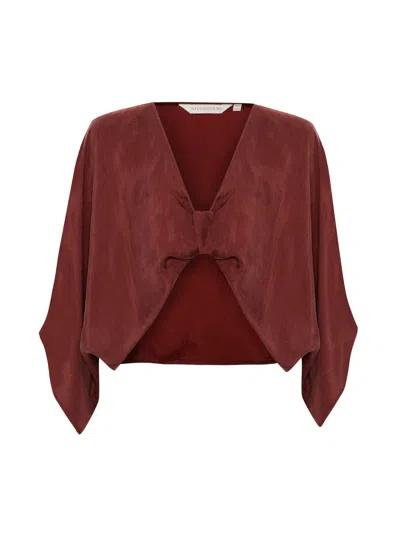 The Handloom Women's Red Lucid Knot Top - Burgundy