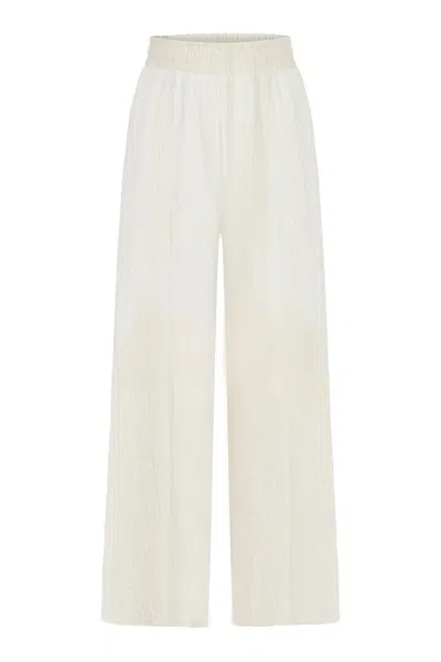 The Handloom Women's Skye Palazzo Pants - Natural With Gold Stripes