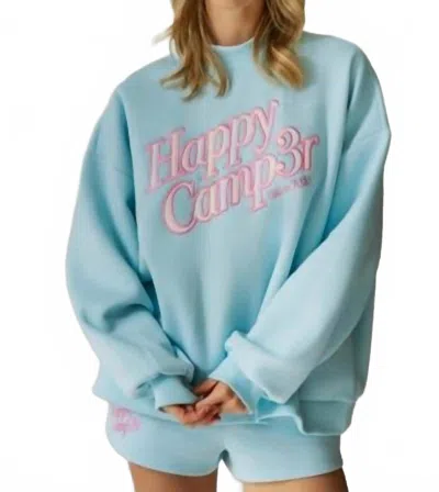The Happy Camp3r Applique Mockneck Sweatshirt In Aqua In Blue