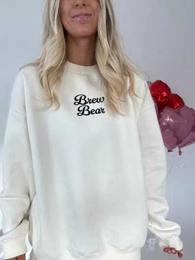 The Happy Camp3r Brew Bear Crewneck Sweater In Cream In White