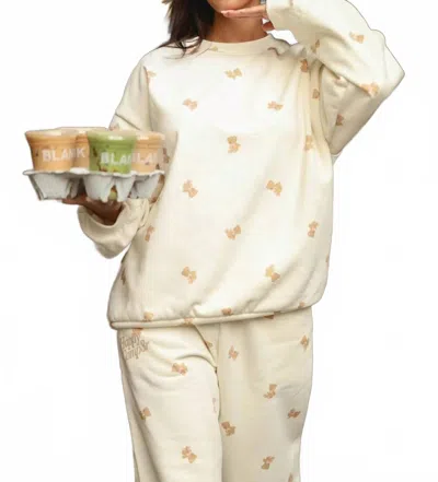 The Happy Camp3r Dreams Crewneck Sweatshirt In Teddy Print In Neutral