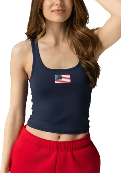 The Happy Camp3r Flag May Tank Top In Navy In Blue