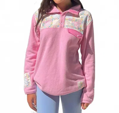 The Happy Camp3r Floral Gingham Henley In Pink