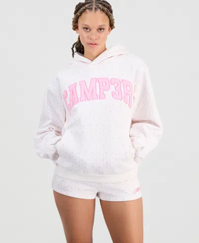 The Happy Camp3r Juniors' Floral Print Logo Hooded Sweatshirt