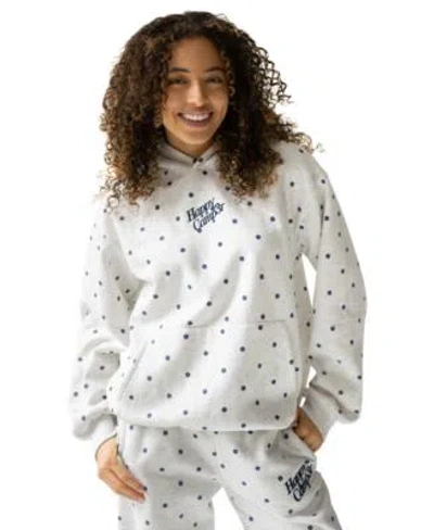 The Happy Camp3r Juniors Polka Dot Fleece Hooded Sweatshirt Pant Set In Gray