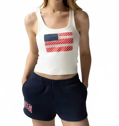 The Happy Camp3r Lace Flag May Tank Top In White