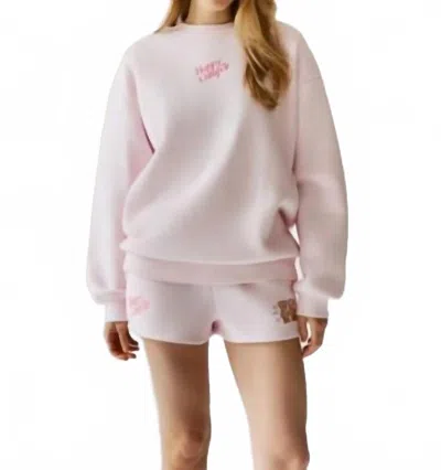 The Happy Camp3r Travel Together Crewneck Sweatshirt In Baby Pink