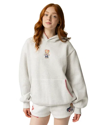 The Happy Camp3r Women's All American Long-sleeve Hooded Sweatshirt In Gray