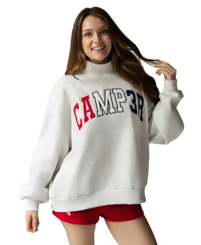 The Happy Camp3r Women's Graphic Crewneck Sweatshirt In White