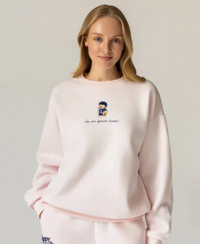 The Happy Camp3r Women's Mock Neck Sweatshirt In Blush Pink
