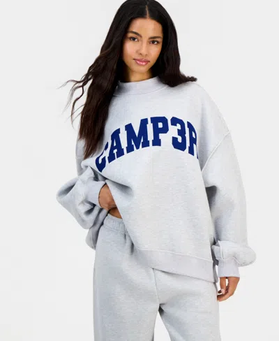 The Happy Camp3r Women's Reversible Mock Neck Sweatshirt In Heather Gray