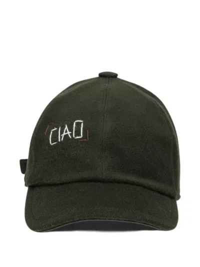 The Hat Gang Embroidered Wool Baseball Cap In Green
