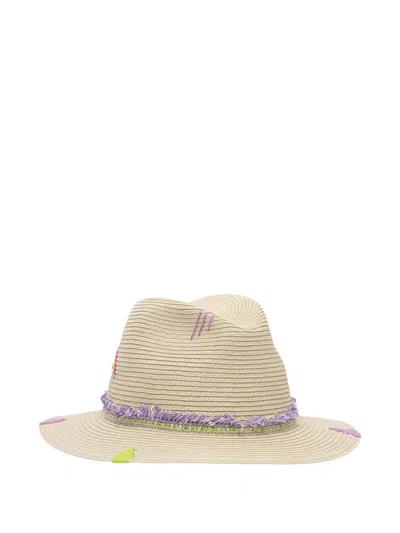 The Hat Gang Fringed Trim Fedora Hat In White