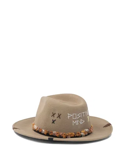 The Hat Gang Positive Mind Embroidered Hat In Brown
