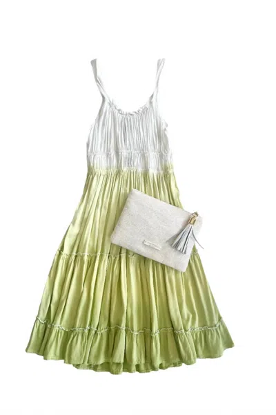 The Home Holiday Women's Amanda Mini Dress In Pistachio Dip Dye In Pattern