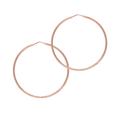 The Hoop Station Women's Rose Gold Sparkly Hoops Large - Rosegold