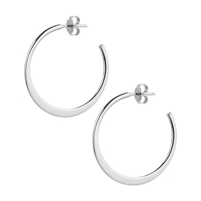 The Hoop Station Women's Shiny Sliced Graduated Hoop Earrings - Silver