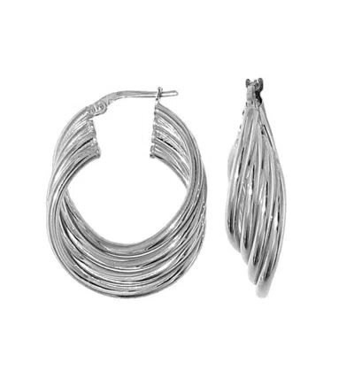 The Hoop Station Women's Silver Twist Hoop Earrings In Metallic