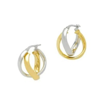 The Hoop Station Women's Two Tone Circular Criss Cross - Gold