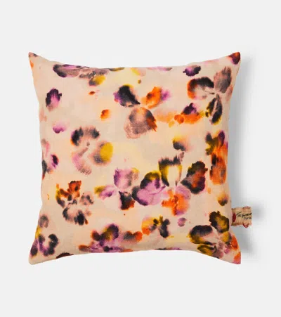 The House Of Lyria Amyris Printed Linen Cushion In Multi