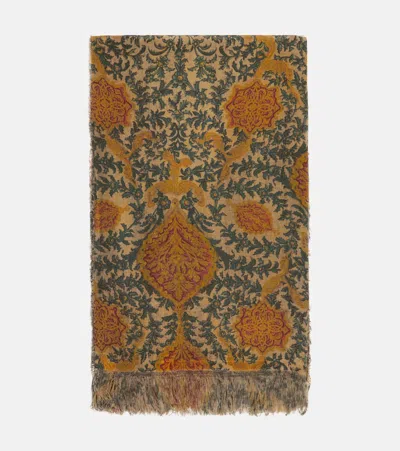 The House Of Lyria Apoteosi Fringed Linen Jacquard Tablecloth In Beige