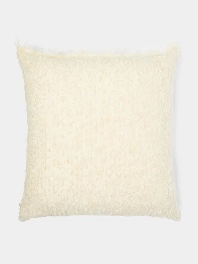 The House Of Lyria Ariete Hand-dyed Wool Cushion  Abask Luxury Gift In Neutral