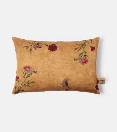The House Of Lyria Cipriolo Floral Cushion In Brown
