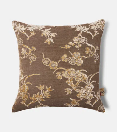The House Of Lyria Cotognastro Cotton And Linen-blend Cushion In Brown