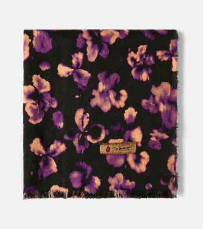 The House Of Lyria Firmamento Floral Linen Throw In Black