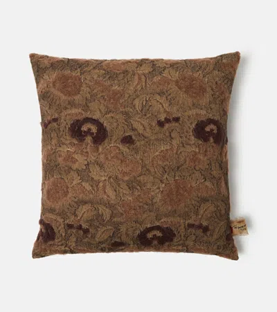 The House Of Lyria Lithops Embroidered Cushion In Brown
