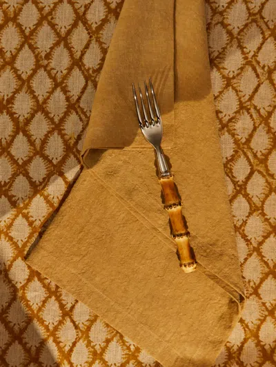 The House Of Lyria Lume Linen Napkins (set Of 4)  Abask Gift Set In Brown