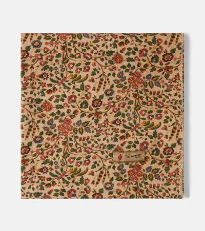 The House Of Lyria Neroli Floral Linen Picnic Blanket In Brown