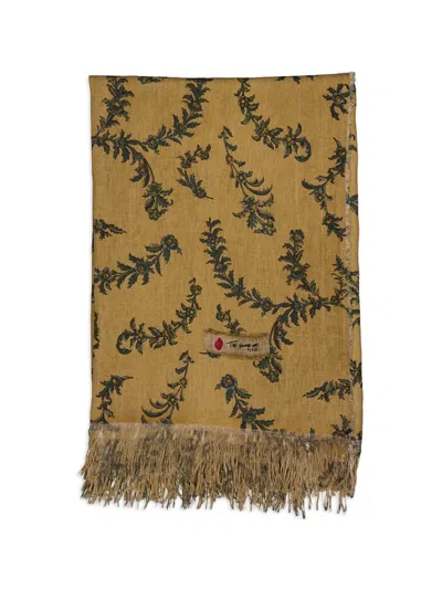 The House Of Lyria Pattern Linen Tablecloth In Brown
