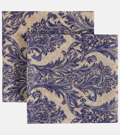 The House Of Lyria Set Of 2 Filea Printed Linen Napkins