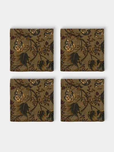 The House Of Lyria Set Of 4 Linen Napkins In Brown
