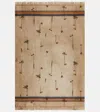 The House Of Lyria Sharpei Striped Floral Fringed Blanket In Beige