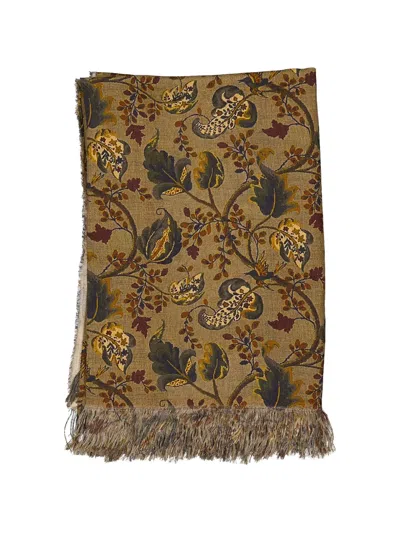 The House Of Lyria Sollievo Paisley-pattern Fringed Tablecloth In Brown