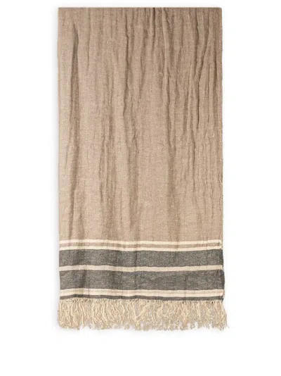 The House Of Lyria Tormentato Stripe-detail Cashmere Throw In Neutrals
