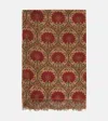 The House Of Lyria Tormento Fringed Linen Tablecloth In Red
