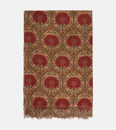 The House Of Lyria Tormento Fringed Linen Tablecloth In Red