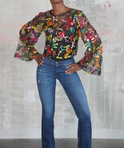 The House Of Perna Kennedy Top In Confetti Sequin In Multi