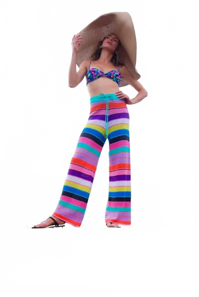 THE HOUSE OF PERNA SYLVIA WIDE LEG KNIT PANTS IN MULTI-STRIPE