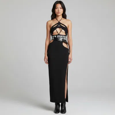 Pre-owned The House Of Victor Black Stretch Crepe Cut Out Maxi Dress S