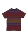The Hundreds Men's Stone Stripe Tee Burgundy T-shirt In Multi