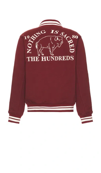 The Hundreds Team Fleece Jacket In Burgundy