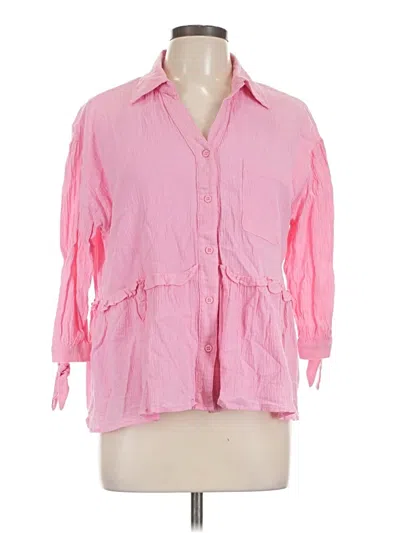 Pre-owned The Impeccable Pig 3/4 Sleeve Button Down Shirt In Pink